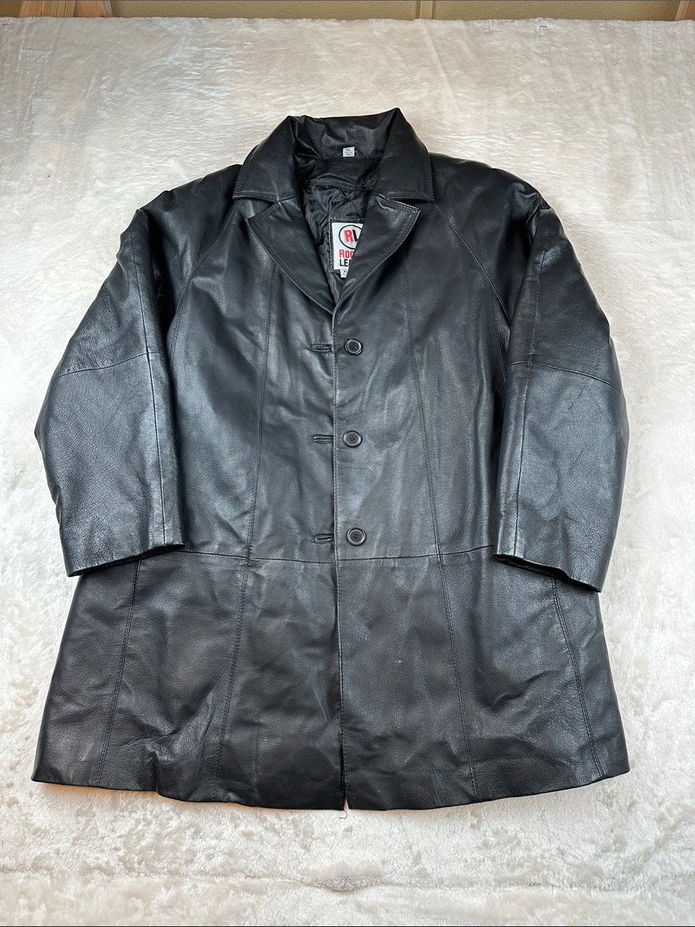 Rockin Leather Size XL Men's Black Leather Pea Coat | Formal